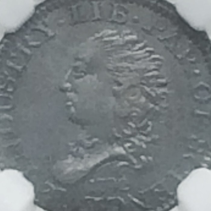 The 1792 half disme, the first United States coin struck under the Coinage Act of 1792.